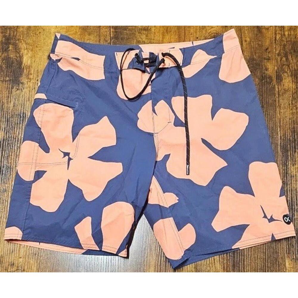 Outerknown Board Shorts Mens 32 Blue Peach Floral Print Swim Trunks‎ Shorts